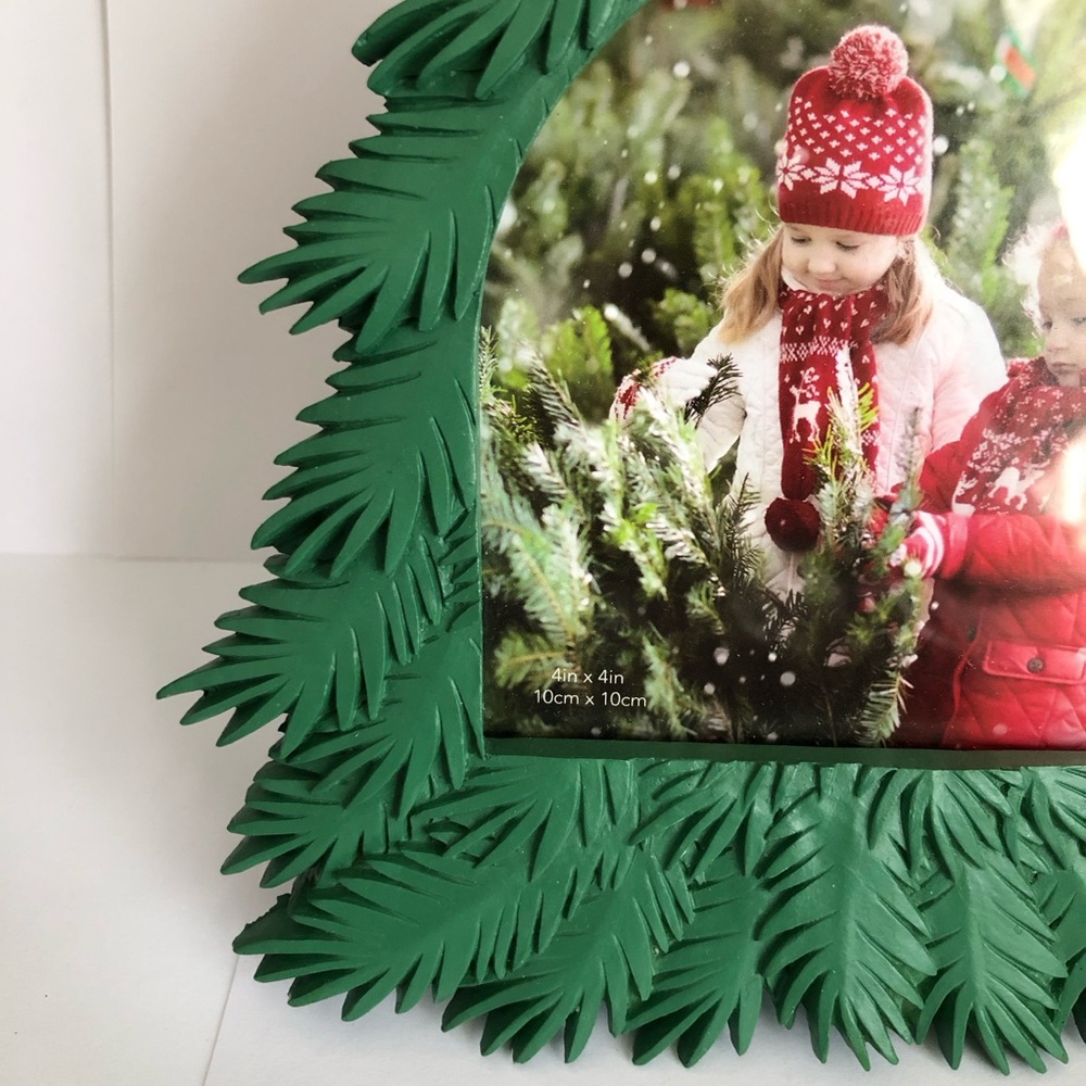Christmas Tree Picture Frame Resin Isaac Jacobs 4x4 inch  photo Green gold star - Picture 2 of 8